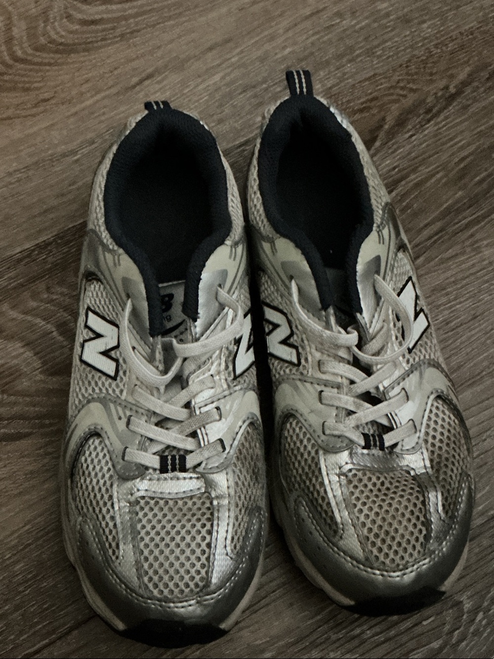 New Balance Kids Silver and Black Lace-Up Sneakers